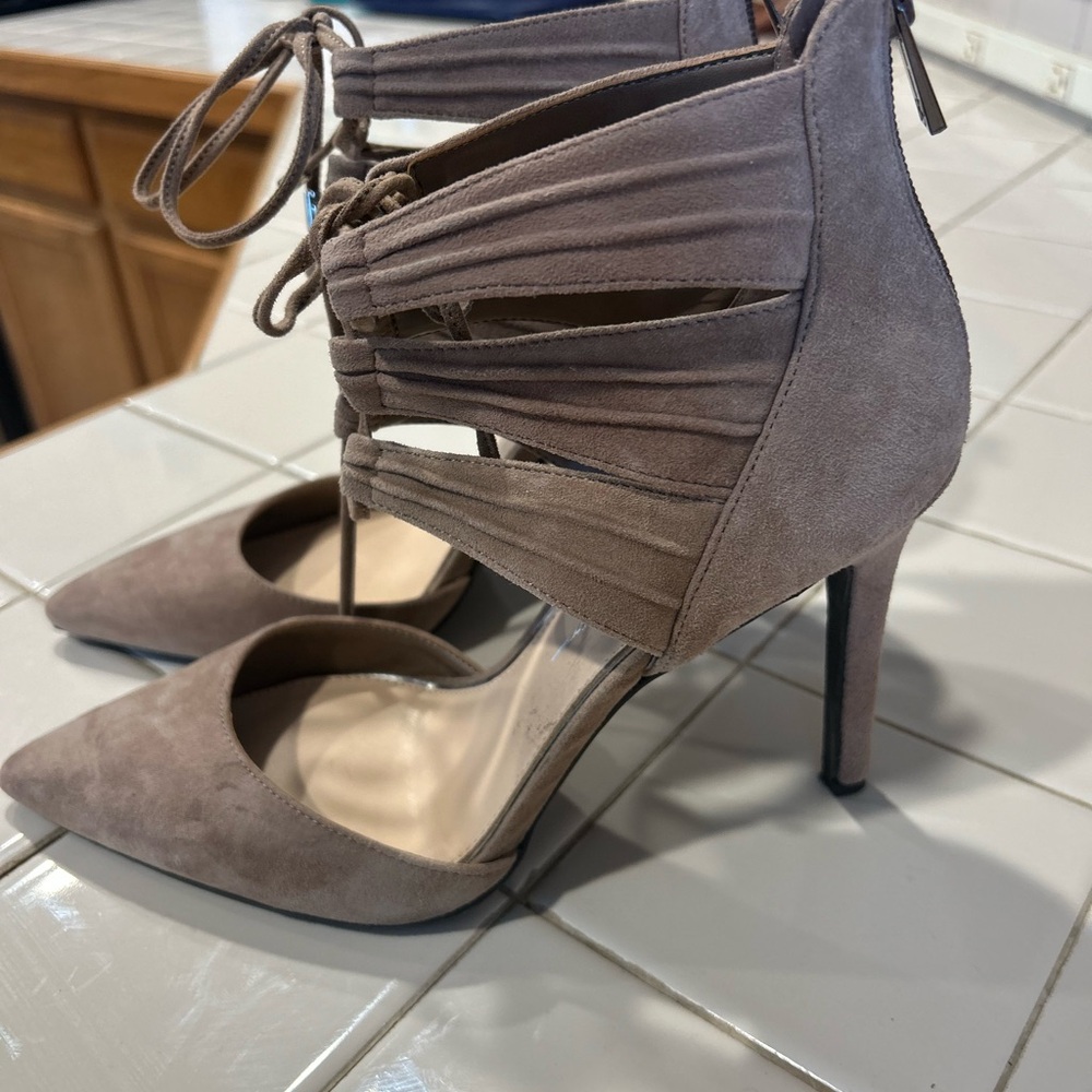 Jessica Simpson Taupe Lace-Up Heels